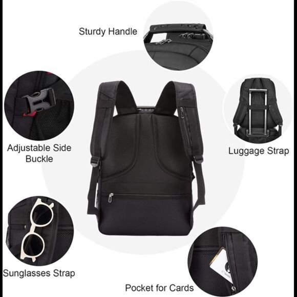 Travel Laptop Backpack Waterproof Anti Theft Backpack with Lock & USB Charging - Picture 3 of 7
